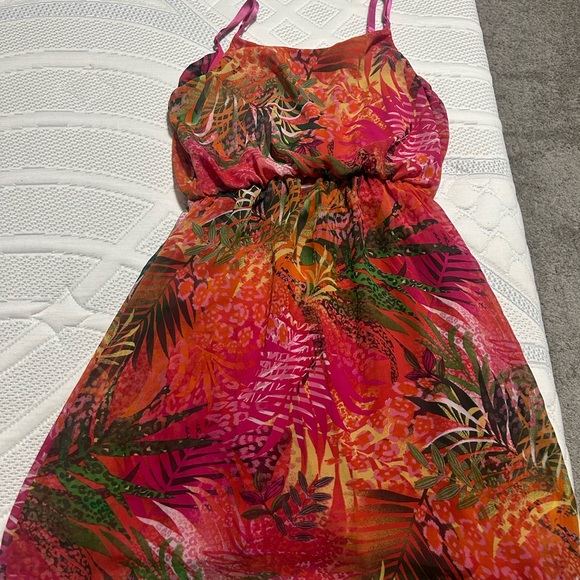 Bailey Girl Dresses & Skirts - Bailey Girl Tropical Print Spaghetti Strap Sundress in Vibrant Pink & Orange